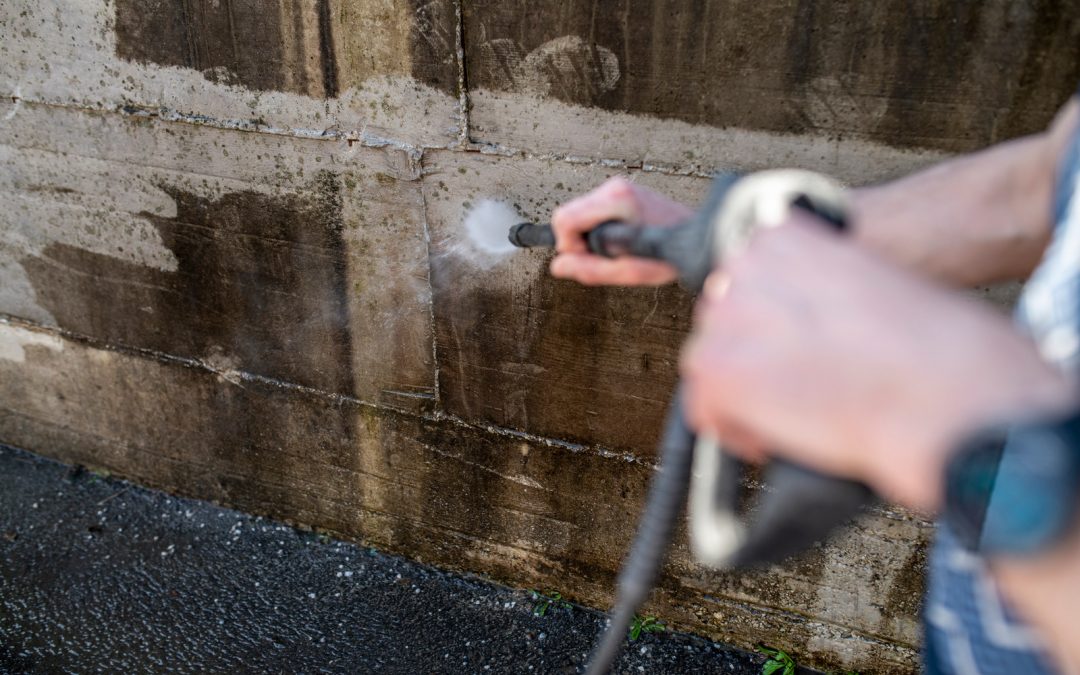 cleaning retaining wall